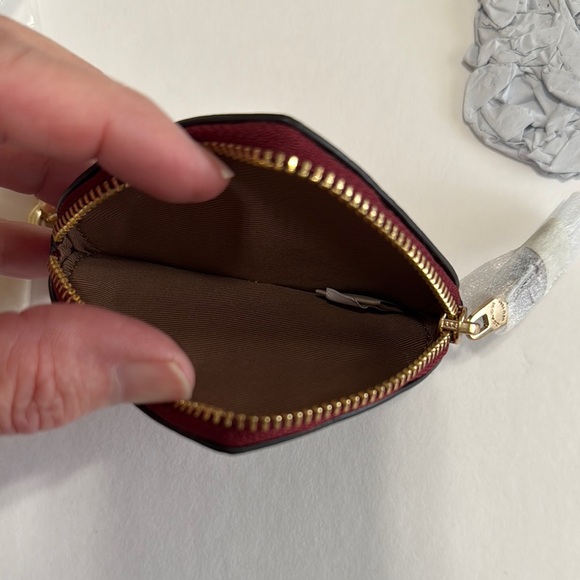 Coach CP368 Dark Ruby Leather Heart Coin Pouch Bag Charm Keychain NWT - Picture 6 of 13